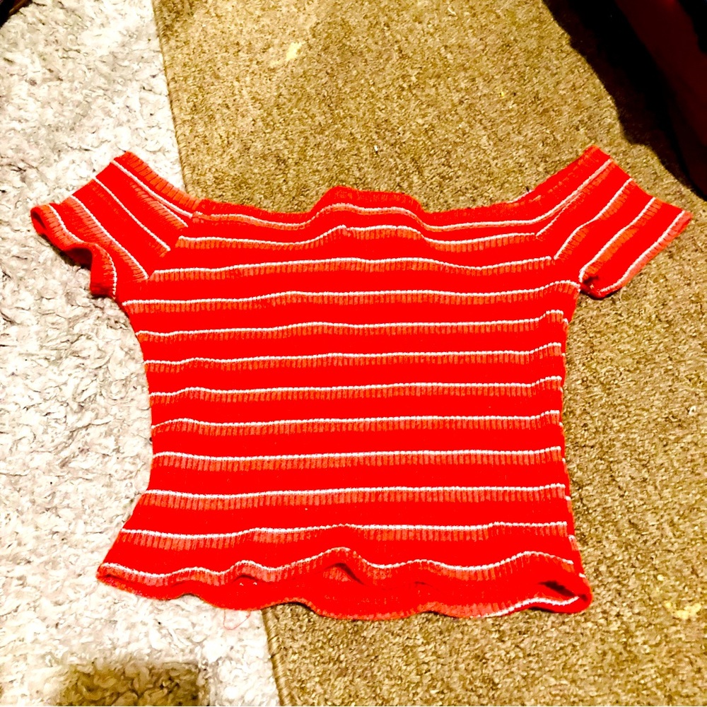 Urban Outfitters sweater material crop off-the-shoulder crop top